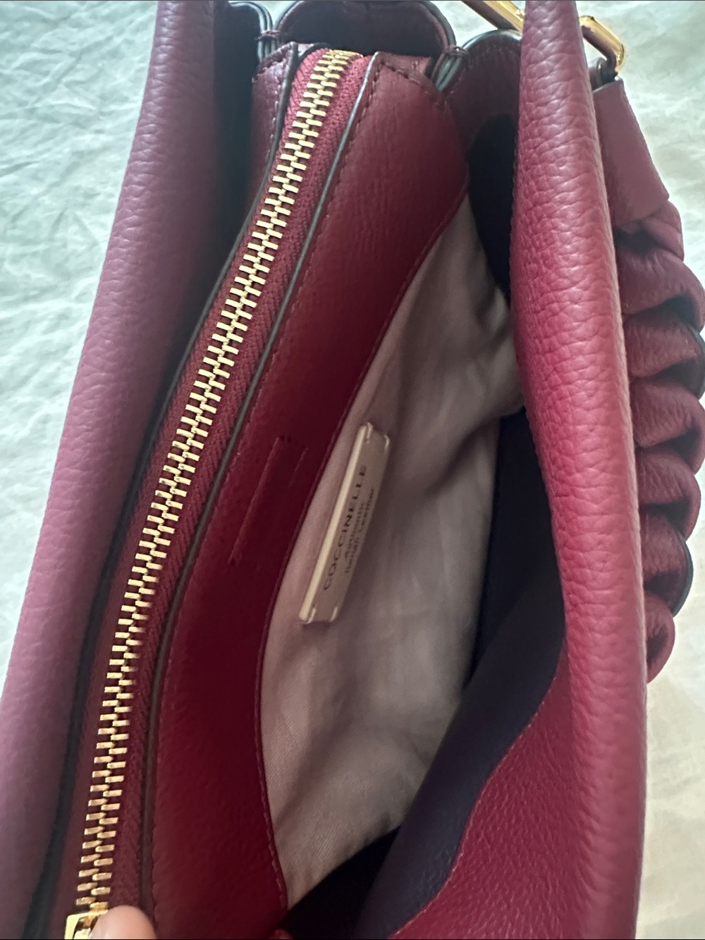 Coccinelle Burgundy Boheme Bag with Braided Handle - Picture 8 of 16